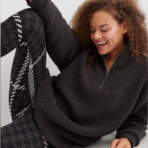 Aerie Women XS Smoked Gray Cozy Oversized Dream Sherpa Quarter Zip Sweatshirt